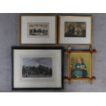 Four framed and glazed antique lithographs of different subjects. 47x38cm (largest)