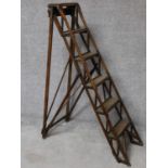 A vintage library step ladder H.155cm