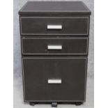 A contemporary three drawer filing cabinet. H.60 W.41 D.46cm