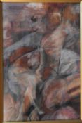 A large gilt framed and glazed pastel, abstract figure. 105x75cm