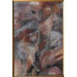 A large gilt framed and glazed pastel, abstract figure. 105x75cm