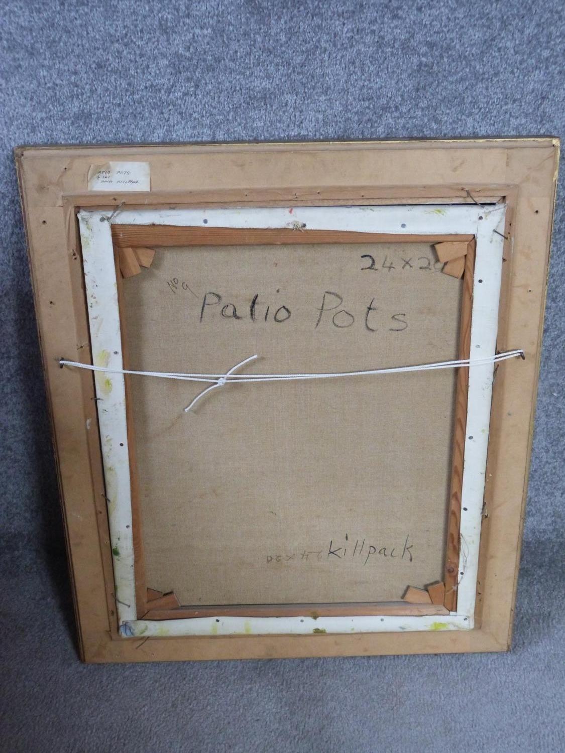 A framed oil on canvas by British artist Mona Killpack (16 March 1918 ? 6 May 2009). Titled 'Patio - Image 4 of 5