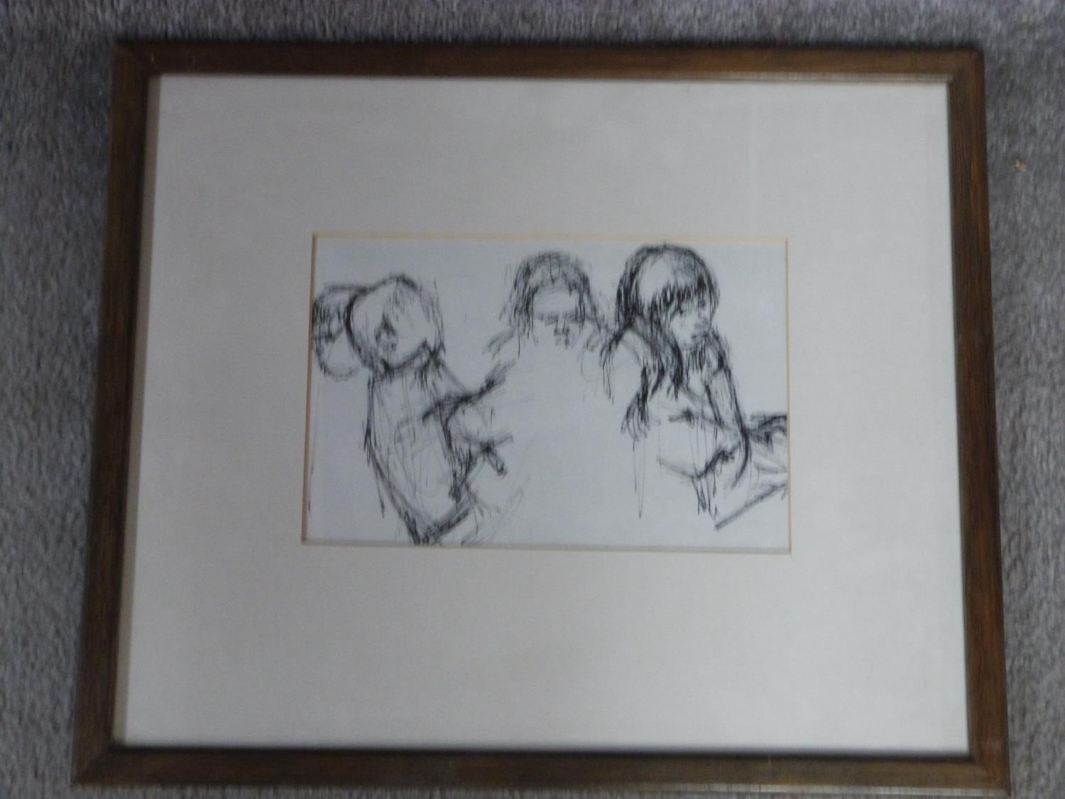 A framed and glazed pen and ink study for the Sobell centre by British sculptor Ghisha Konig. - Image 2 of 3