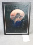 A framed oil on canvas by British artist Steve Matteson, titled 'Quiet Helmut on Still Shelf'.