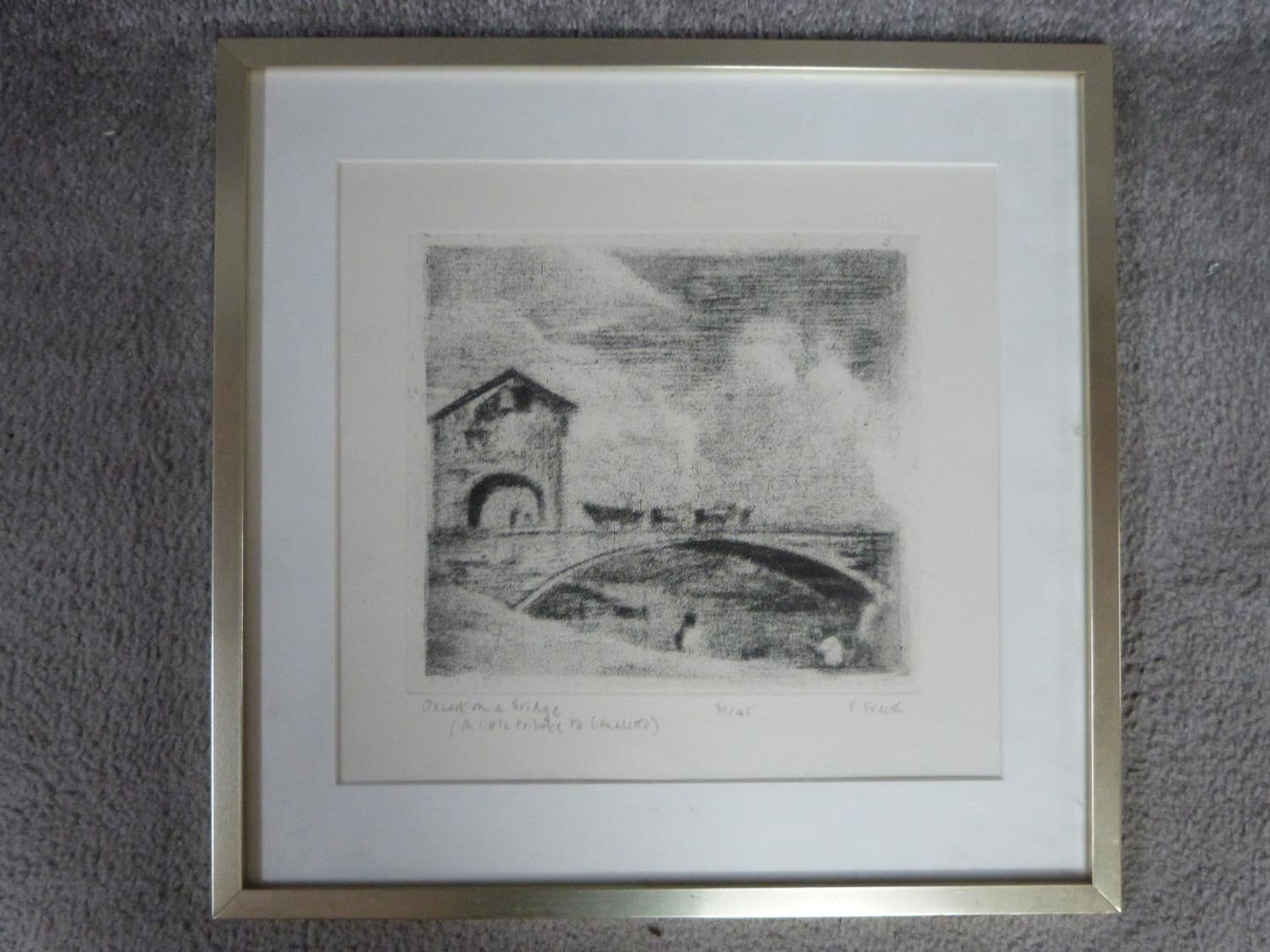 A framed and glazed signed aquatint by British artist Peter Freeth RA (b. 1938). Titled 'Oxcart on a - Image 2 of 5