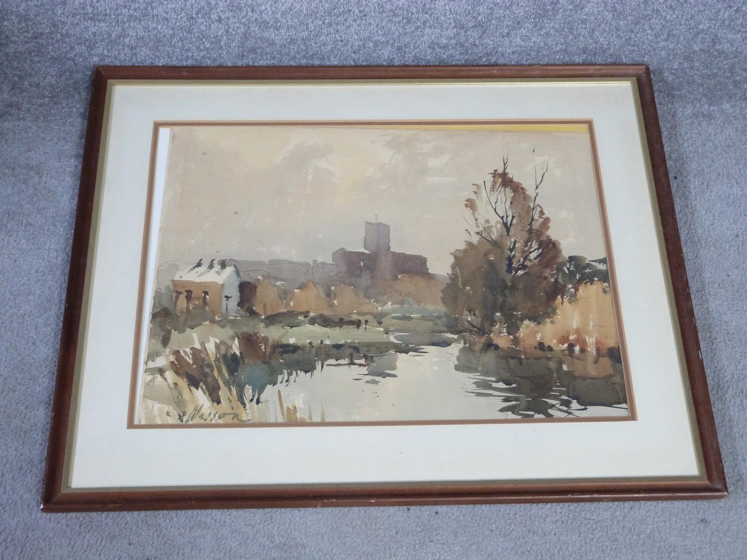 A framed and glazed watercolour by British artist Edward Wesson (British, 1910?1983), titled ' - Image 2 of 3