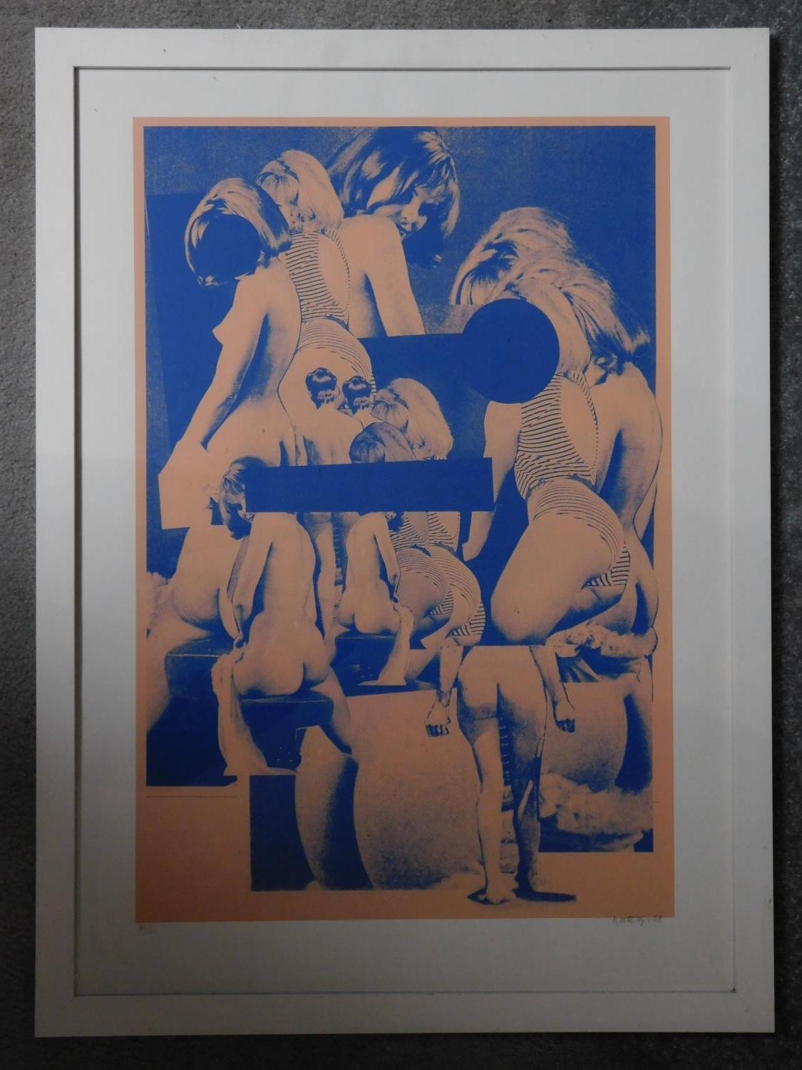 A framed and glazed surrealist signed screen print by British artist Kate Gibb. Edition 45/50. - Image 2 of 4