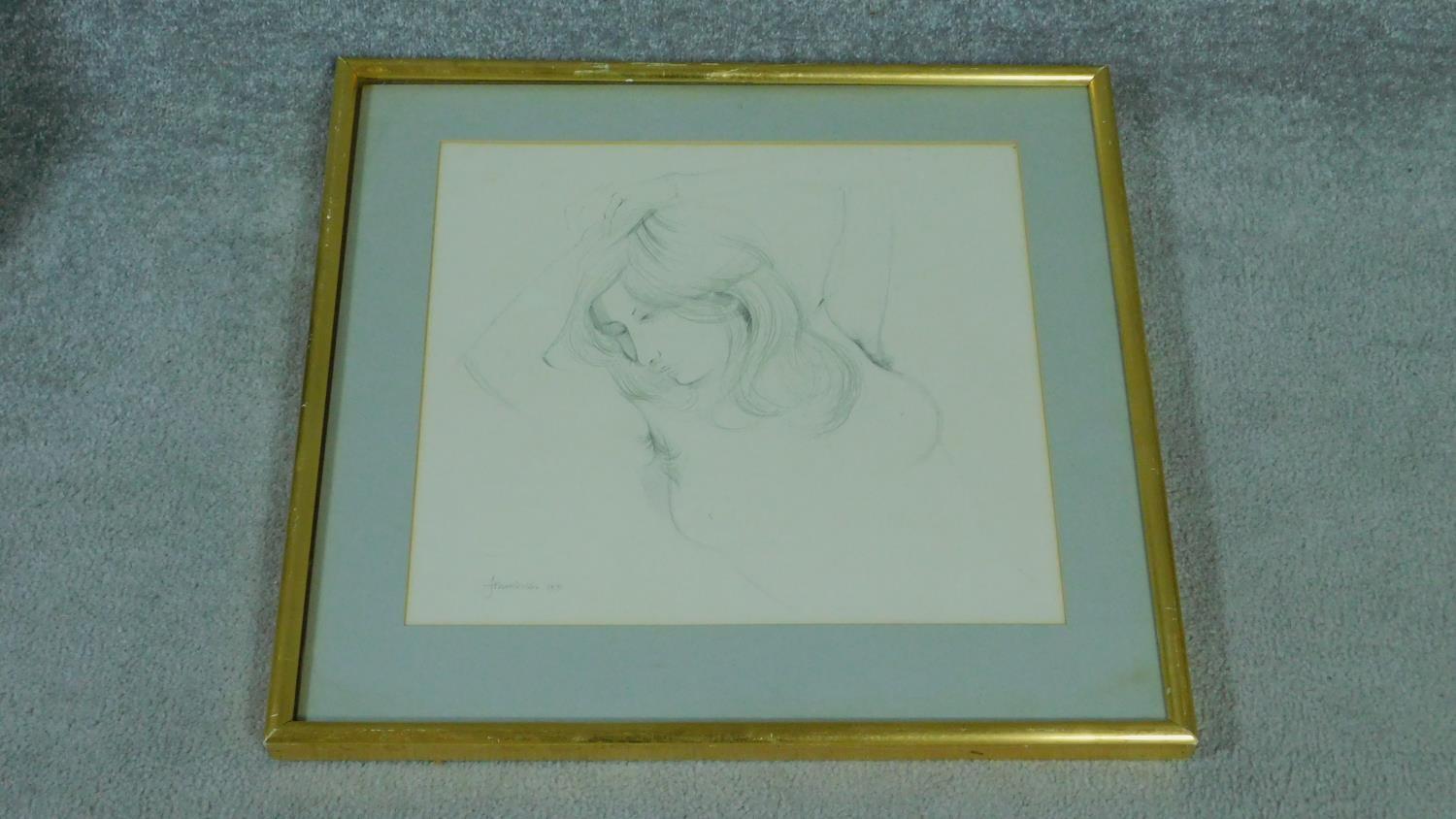 A framed and glazed pencil sketch by Irish artist John Skelton (1925 Co. Armagh ? 2009). Depicting a - Image 2 of 5