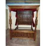 AN OAK FOUR POSTER BED