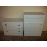 TWO WHITE CHESTS OF DRAWERS