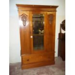 A MAHOGANY MIRRORED WARDROBE, H 202 CM l 128 CM