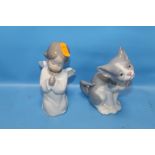 A LLADRO CAT TOGETHER WITH A LLADRO ANGEL (2)