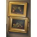 TWO OIL ON CANVAS STILL LIFES OF FRUIT SIGNED E. STEELE 1913