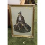 A FRAMED BEAD PICTURE OF A GENTLEMAN