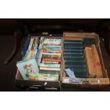 A BOX OF MID 20TH CENTURY CHILDREN'S AND ADULTS NOVELS, MANY WITH DUSTJACKETS, ALSO POP-UP BOOKS