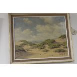 A. H. NORDBERG, OIL ON CANVAS OF COASTAL SAND DUNES, signed lower left, 50 x 59 cm including frame