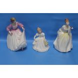 THREE ROYAL DOULTON FIGURINES TO INCLUDE 'ASHLEY', 'FLOWER OF LOVE' AND 'AMANDA' (3)