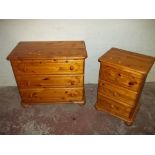 A PINE CHEST OF DRAWERS AND A BEDSIDE CABINET