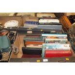 TWO TRAYS OF BOOKS TO INCLUDE WAR RELATED, AVIATION ETC.