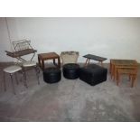 A QUANTITY OF ASSORTED FURNITURE TO INCLUDE COFFEE TABLES, STOOLS ETC. (10)