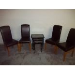 A SET OF FOUR FAUX LEATHER CHAIRS + A NEST OF TABLES
