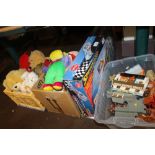 A QUANTITY OF CHILDREN'S TOYS, GAMES, SOFT TOYS ETC.