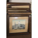 A COLLECTION OF ASSORTED PRINTS DEPICTING BUILDINGS, SEASCAPES ETC.