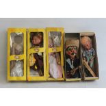 FIVE BOXED PELHAM PUPPETS A/F, to include Hansel & Gretel, Cinderella, Gepetto and Fairy (5)