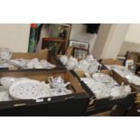 FIVE TRAYS OF BLUE & WHITE TEA & DINNERWARE