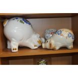 THREE CERAMIC PIGGY BANKS