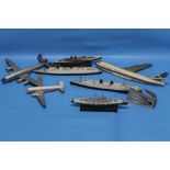 CORGI AND OTHER MODELS, to include Aeroplanes, Ships, and a Douglas Dakota etc