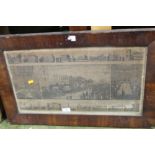 A FRAMED AND GLAZED ENGRAVING DEPICTING NOTABLE LONDON BUILDINGS