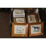 A BOX OF ASSORTED PICTURES AND PRINTS TO INCLUDE EQUINE EXAMPLES