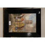 A FRAMED AND GLAZED WATERCOLOUR OF MALINES SIGNED E HEVIL