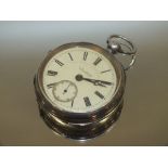 A HALLMARKED SILVER J. G. GRAVES POCKET WATCH