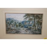 A FRAMED AND GLAZED WATERCOLOUR DEPICTING CATTLE IN A MOUNTAINOUS LANDSCAPE BY WILLIAM HERDMAN