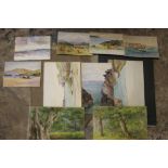 A SMALL FOLIO OF UNFRAMED WATERCOLOURS