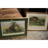 TWO FRAMED AND GLAZED SIGNED LIMITED EDITION DAVID SHEPHERD PRINTS ENTITLED 'SHELTIES' 516 / 1200