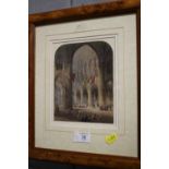 A FRAMED AND GLAZED WATERCOLOUR OF A CATHEDRAL INTERIOR BY WILLIAM DENNISTON 1872