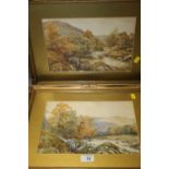 A PAIR OF GILT FRAMED 19TH CENTURY WATERCOLOURS OF COUNTRY RIVER SCENES