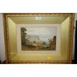 A GILT FRAMED AND GLAZED WATERCOLOUR OF A SEASCAPE SIGNED C L BANCFORT