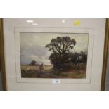 A FRAMED AND GLAZED WATERCOLOUR OF A RUSTIC SCENE BY FRANCIS BROWNE TIGHE