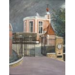 A MODERN FRAMED OIL ON BOARD OF GREENWICH OBSERVATORY INDISTINCTLY SIGNED LOWER RIGHT