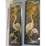 A PAIR OF VICTORIAN OIL ON BOARDS DEPICTING STORKS SIGNED A TOPLISS