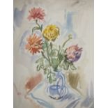 AN UNFRAMED WATERCOLOUR STILL LIFE STUDY OF FLOWERS IN A JUG STUDIO STAMPED STELLA STEYN 1907/1987