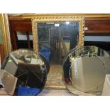 A GILT FRAMED BEVEL EDGED MIRROR TOGETHER WITH TWO OTHERS (3)