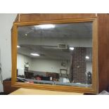 A LARGE MODERN PINE FRAMED MIRROR H - 135CM W-105CM