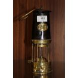 A VINTAGE BRASS MINERS LAMP STAMPED 126 WC & ICOL MARSAIT K NAYLOR WIGAN