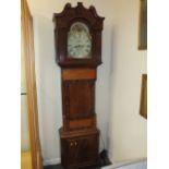 A 19TH CENTURY MAHOGANY CROSSBANDED LONGCASE CLOCK WITH 8 - DAY ROLLING MOON MOVEMENT NATHAN
