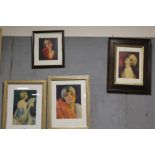 FOUR FRAMED AND GLAZED PORTRAITS OF 1920'S STYLE LADIES